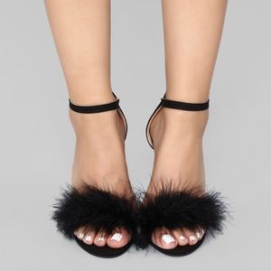 Fur black heels